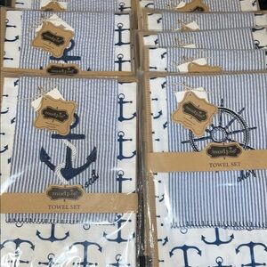 Mud Pie Blue and White Anchor and Ship Wheel  Towel Set(10 sets , NIP)